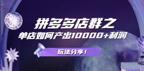 拼多多教程教你单店如何产生10000+的利润-资源网站