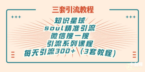 知识星球-灵魂Soul-微信搜一搜-引流系列课程-每天300+精准粉-3套教程分享-资源网站