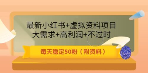 最新小红书-虚拟数据项目-需求大-利润高-每天50粉-有数据资料-资源网站