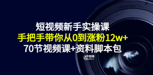 新手短视频实战课-手把手带你从0到12w+_70节视频课-数据脚本包-资源网站