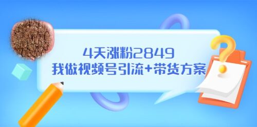 某公众号付费文章-4天涨粉3849-我做视频号引流-带货方案-资源网站