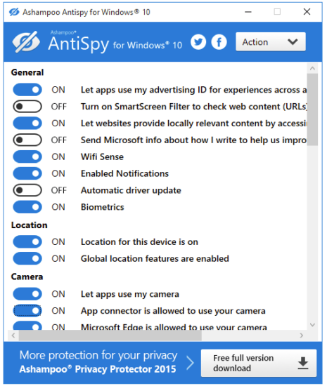 针对Windows10-v1.0.6的反间谍系统功能禁用工具-资源网站