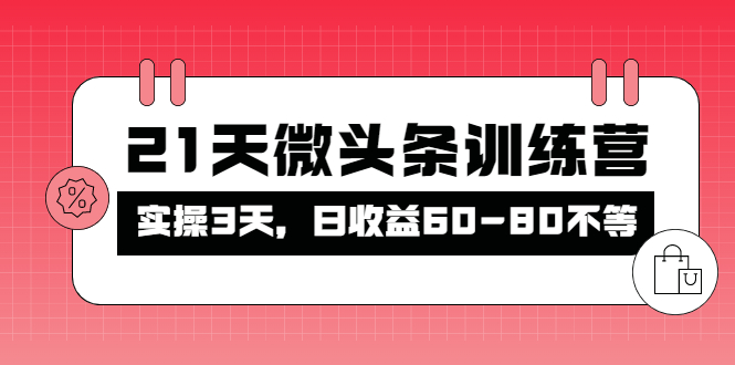 微头条21天训练课程-3天实践-日收入60-80不等-资源网站