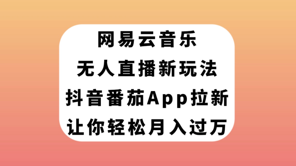 图片[1]-网易云音乐无人直播新玩法_抖音番茄APP拉新项目-资源网站