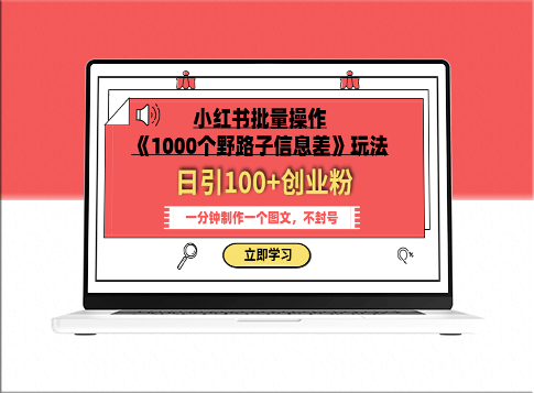 1000个野路子信息差玩法_小红书日引100+创业粉_一分钟一个图文-资源网站