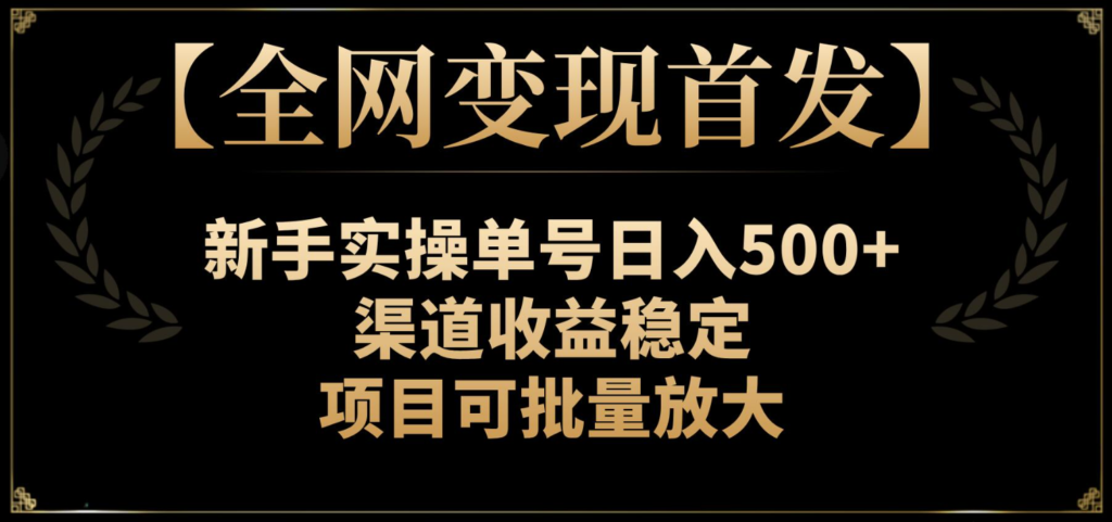 图片[1]-全网变现首发：日入500+_收益稳定_可批量放大项目-资源网站