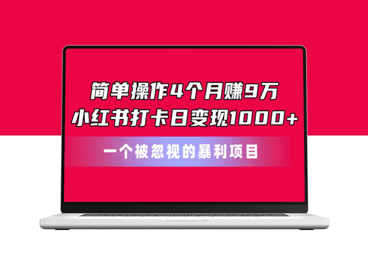 小红书打卡日变现暴利项目_4个月赚取9万收入-资源网站