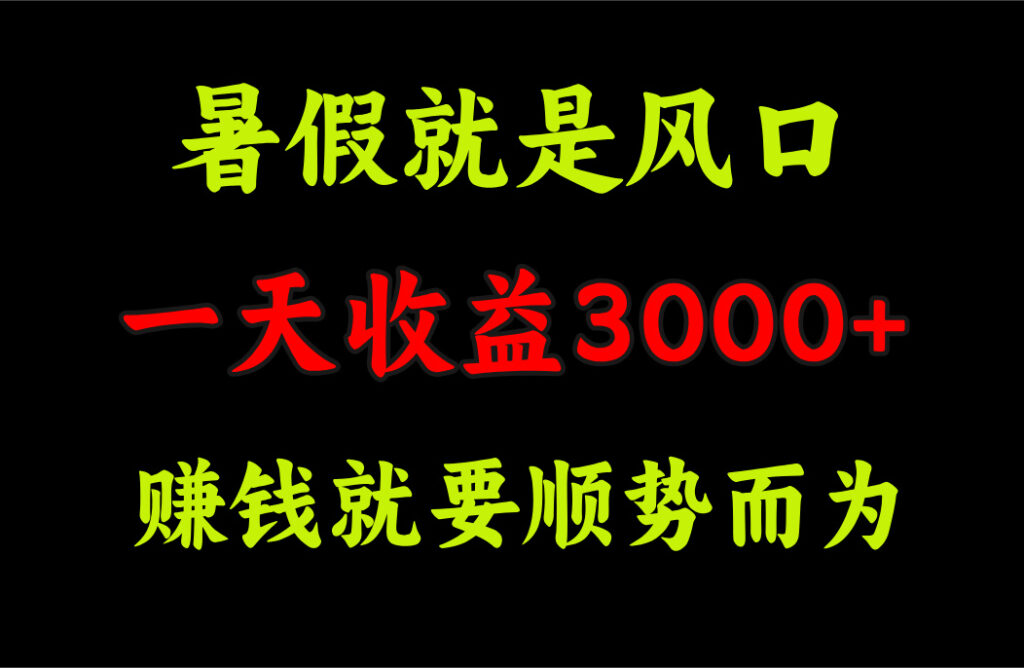 图片[1]-暑假风口抓住商机：一天收益3000+ 赚钱新模式-资源网站