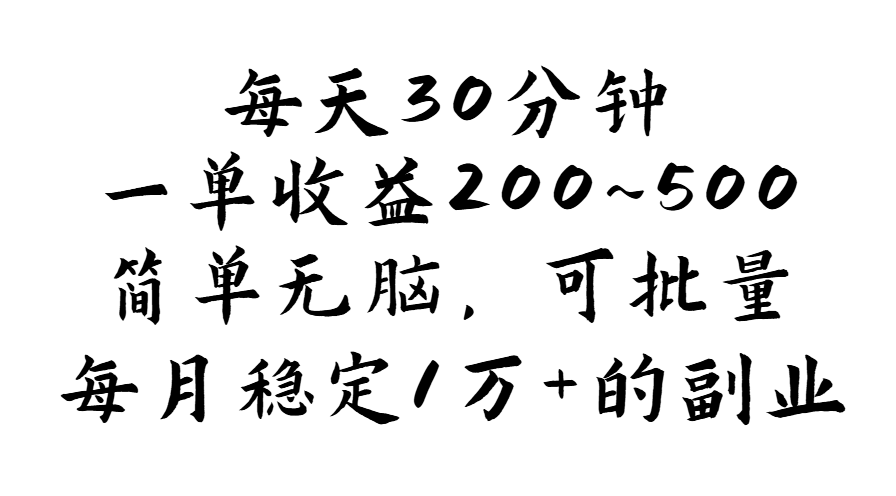 图片[1]-每日30分钟赚取200~500元_简单高效_可大规模扩展_月入1万-资源网站