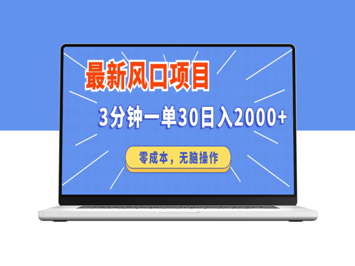 零成本操作_3分钟一单_日赚2000+的最新风口项目-资源网站