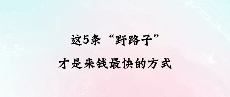 这5条“野路子”，才是来钱最快的方式-资源网站
