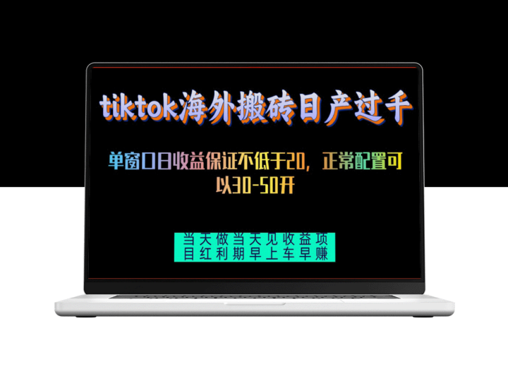 TikTok海外搬砖项目：单机日产过千_收益即日到账-资源网站