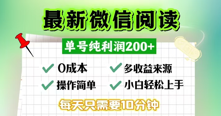 图片[1]-微信阅读新玩法：每日十分钟赚200+_零成本当日提现-资源网站