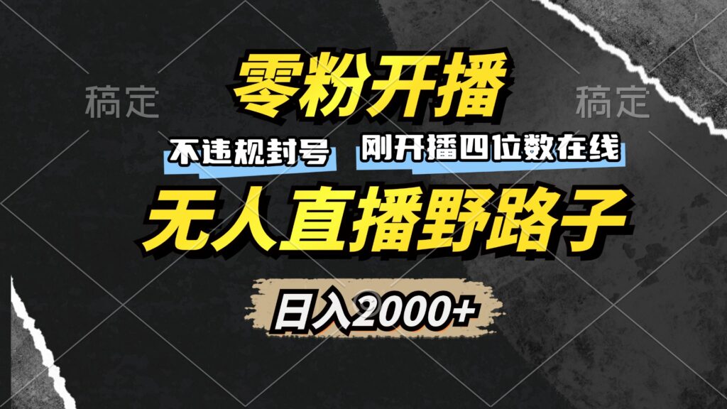 图片[1]-零粉开播_无需粉丝_月入超6万_无人直播赚钱秘诀_躺赚不封号-资源网站