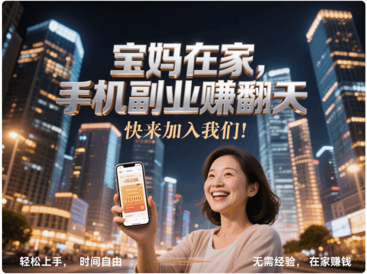 宝妈在家也能赚！最适合的手机副业项目推荐-资源网站