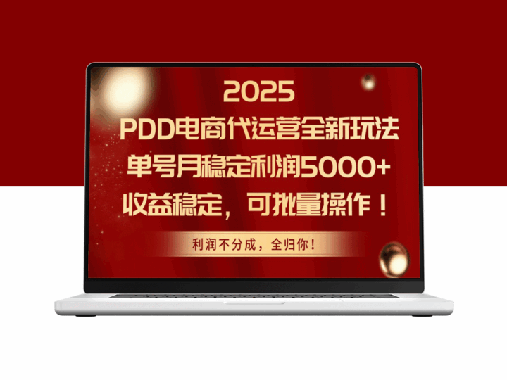 2025年PDD电商代运营新玩法：月入5000+_批量操作_稳定收益-资源网站