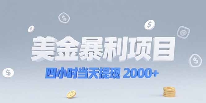 四小时快速提现2000+_美金暴利项目_选对赛道赚翻天-资源网站