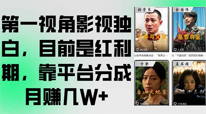 第一视角影视独白：如何利用红利期实现月赚几万_平台分成全解析-资源网站