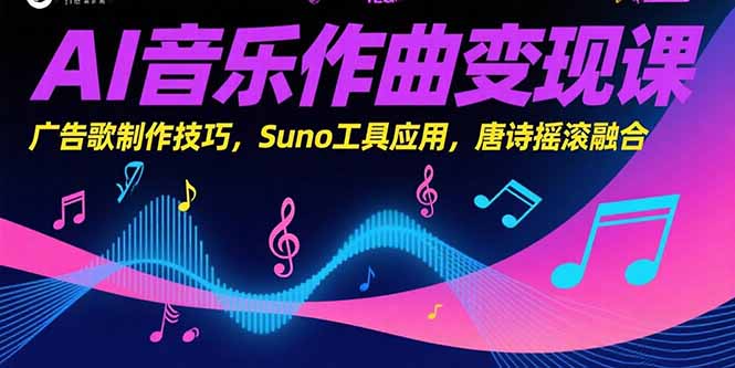 AI音乐创作变现：广告歌制作技巧与Suno工具应用_唐诗摇滚完美融合-资源网站