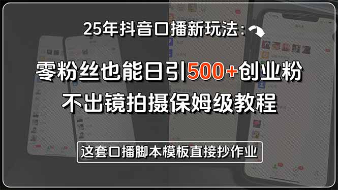 25年抖音新玩法揭秘：零粉丝轻松吸引500+创业粉丝_无需露脸的全程教程-资源网站