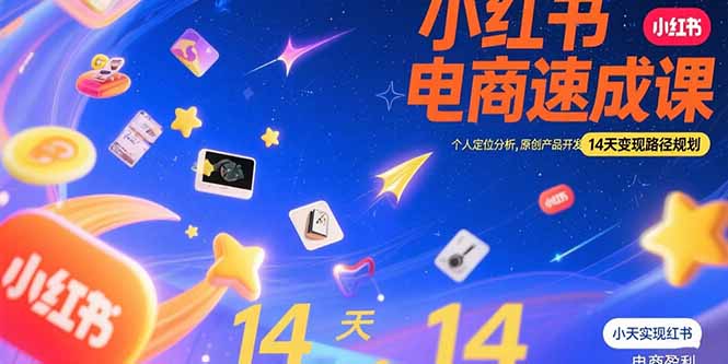 小红书虚拟电商速成课：个人定位分析+原创产品开发+14天高效变现路径全攻略-资源网站
