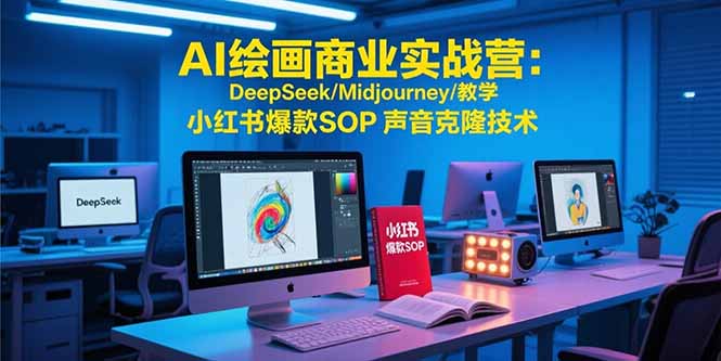 AI绘画商业实战营：DeepSeek与Midjourney应用解析 | 小红书爆款SOP声音克隆技术全攻略-资源网站
