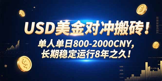 USD美金对冲搬砖：单日赚800-2000CNY_稳定运营8年_教你如何长期盈利