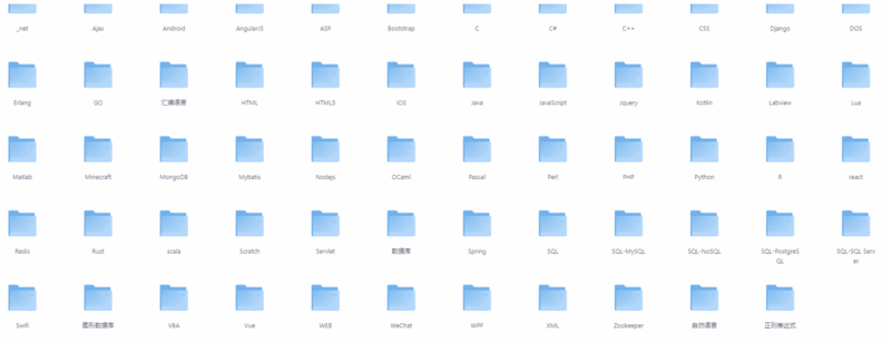 60+门编程语言学习宝典：700+本PDF资料全集