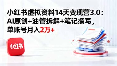 小红书虚拟产品变现营3.0：14天速成-月入2万+不是梦-资源网站