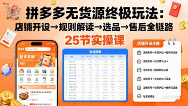 25节精品课-揭秘拼多多无货源店群高效运营之道-资源网站