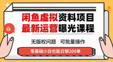闲鱼虚拟资料：0 成本开启-新手小白轻松月入过万