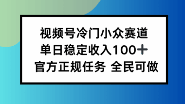 视频号冷门赛道暴利玩法-日入100+零基础操作-普通人也能轻松变现