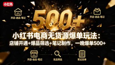 小红书无货源实战课：6大章节-带你开启暴利电商之路-资源网站