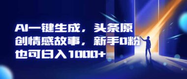 AI一键生成原创情感故事-零粉丝轻松月入过万-揭秘背后的秘密-资源网站