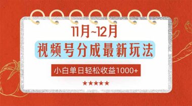 11 – 12月视频号分成暴利新招-新手小白单日狂赚1000+秘籍大公开-资源网站