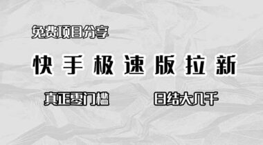 快手极速版拉新-打卡领豪礼-日赚三位数超简单-资源网站