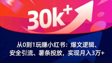 小红书变现全攻略：爆文生产+商业转化-轻松月入3万-资源网站