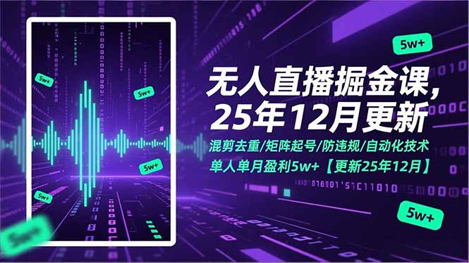 图片[1]-无人直播掘金秘籍：混剪去重+矩阵起号+防违规+自动化-单人月入5W+