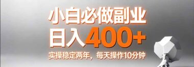 日赚400+副业实操攻略-2年稳定收益-每天仅需10分钟-资源网站