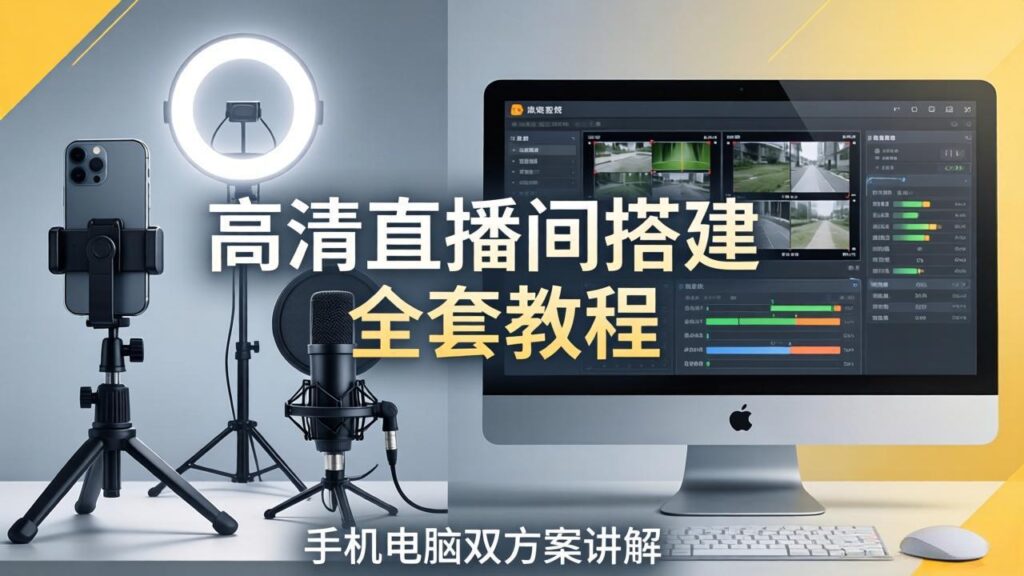 图片[1]-高清直播间搭建全攻略-手机电脑双方案+设备调试+多机位实操一步到位