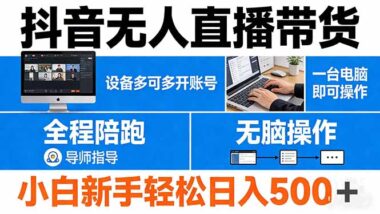 抖音无人直播带货新玩法：一台电脑操作-轻松多开账号-资源网站