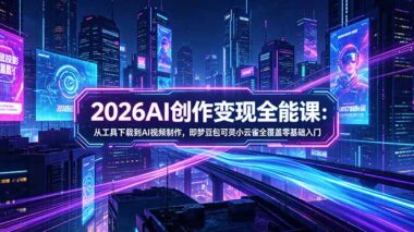 2026AI创作变现全能课｜即梦/豆包/可灵/小云雀全覆盖-从零基础工具下载到AI视频制作-小白也能月入过万-资源网站