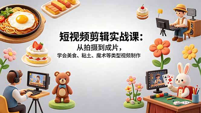 图片[1]-短视频剪辑全攻略：0基础玩转美食/粘土/魔术视频-轻松打造爆款成片