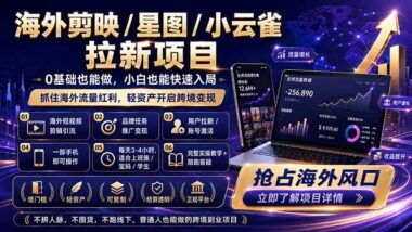 海外剪映星图小云雀拉新：0门槛副业-普通人靠跨境流量变现-月入过万真实拆解-资源网站