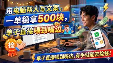 电脑写文案一单500块-客户主动找上门-不用动脑躺着接单-有手就能干-资源网站