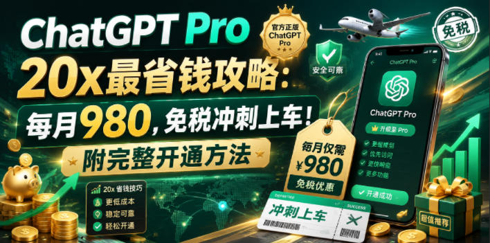 图片[1]-ChatGPT Pro 20x 最省方案曝光：每月仅980元-免税通道即将关闭-附保姆级开通教程