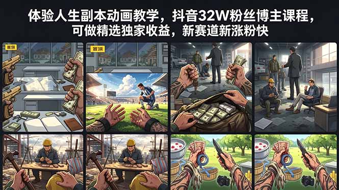 图片[1]-抖音32W大号都在做的“人生副本”动画课-新手可做精选收益-新赛道涨粉快
