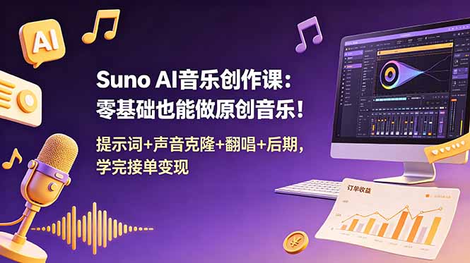 图片[1]-零基础玩转Suno AI音乐创作：提示词+声音克隆+翻唱+后期全流程-学会直接接单变现