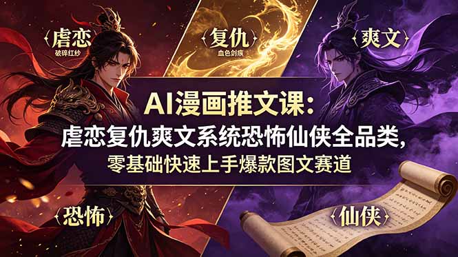图片[1]-AI漫画推文保姆级教程：虐恋/仙侠/恐怖全收录-7天起号吃透复仇爽文流量红利