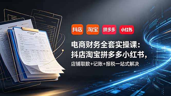 图片[1]-电商财务全套实操教程：抖店/淘宝/拼多多/小红书取数+记账+报税一站式搞定（附实操案例）